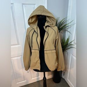 Khaki Windbreaker Hooded Jacket